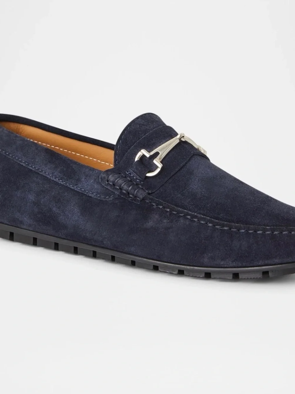 Bruno Magli Navy Suede Horsebit Loafers